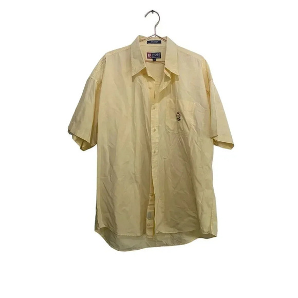 Chaps Ralph Lauren Yellow Short Sleeve Button Down Shirt Size XL - Picture 1 of 5